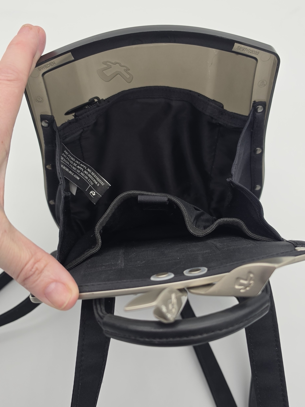 Minimalist Black Scarabee Backpack with Silver Hardware - Picture 3 of 11